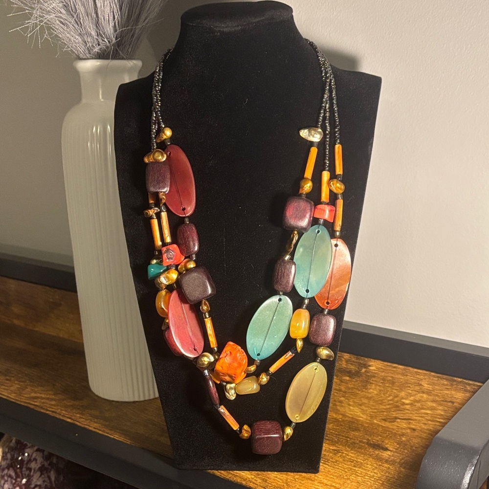 Vintage Multicolor chunky Beaded Necklace